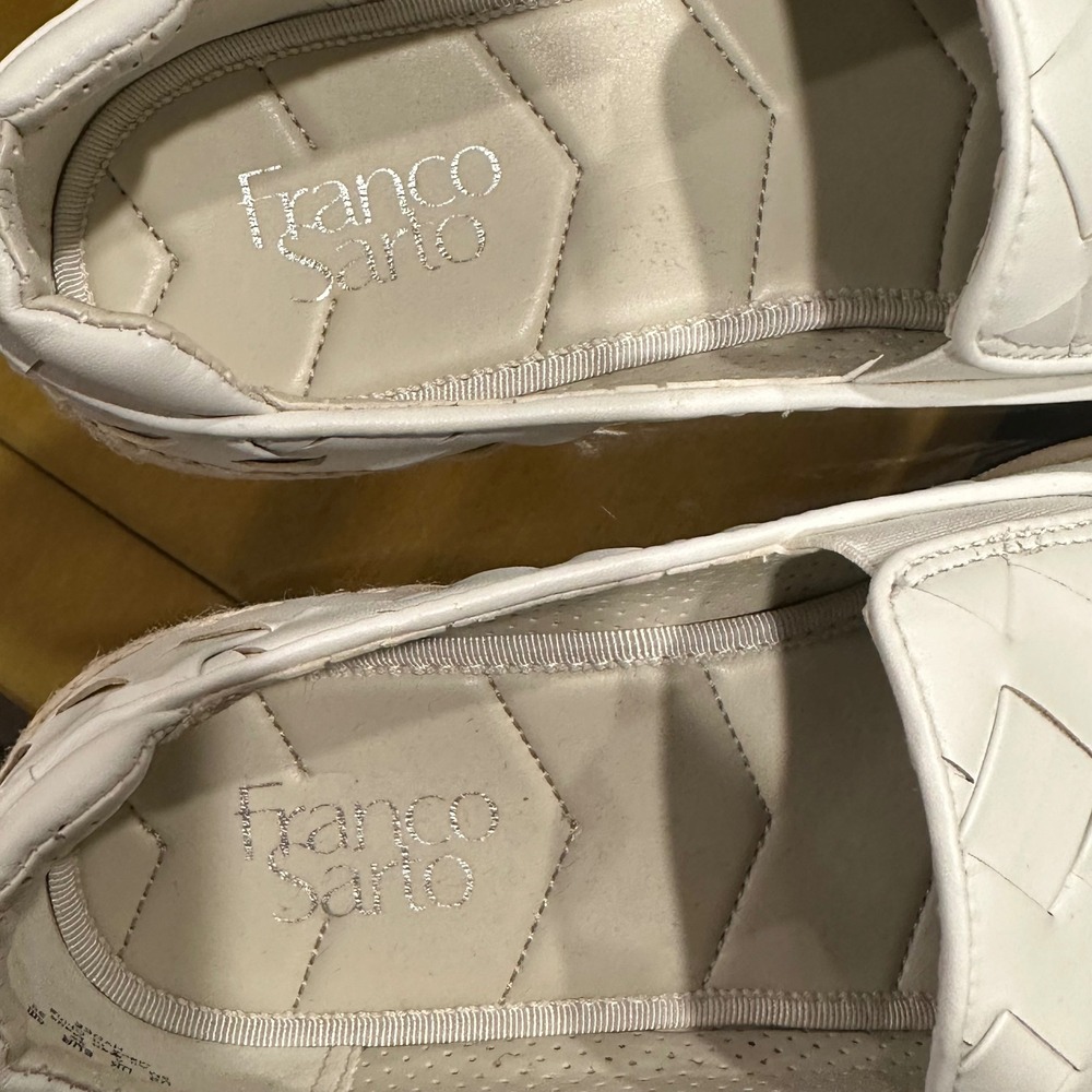 Franco Sarto Hydee Sneaker 9 White Woven Espadrille Platform Slip On Casual Boho - Picture 7 of 9